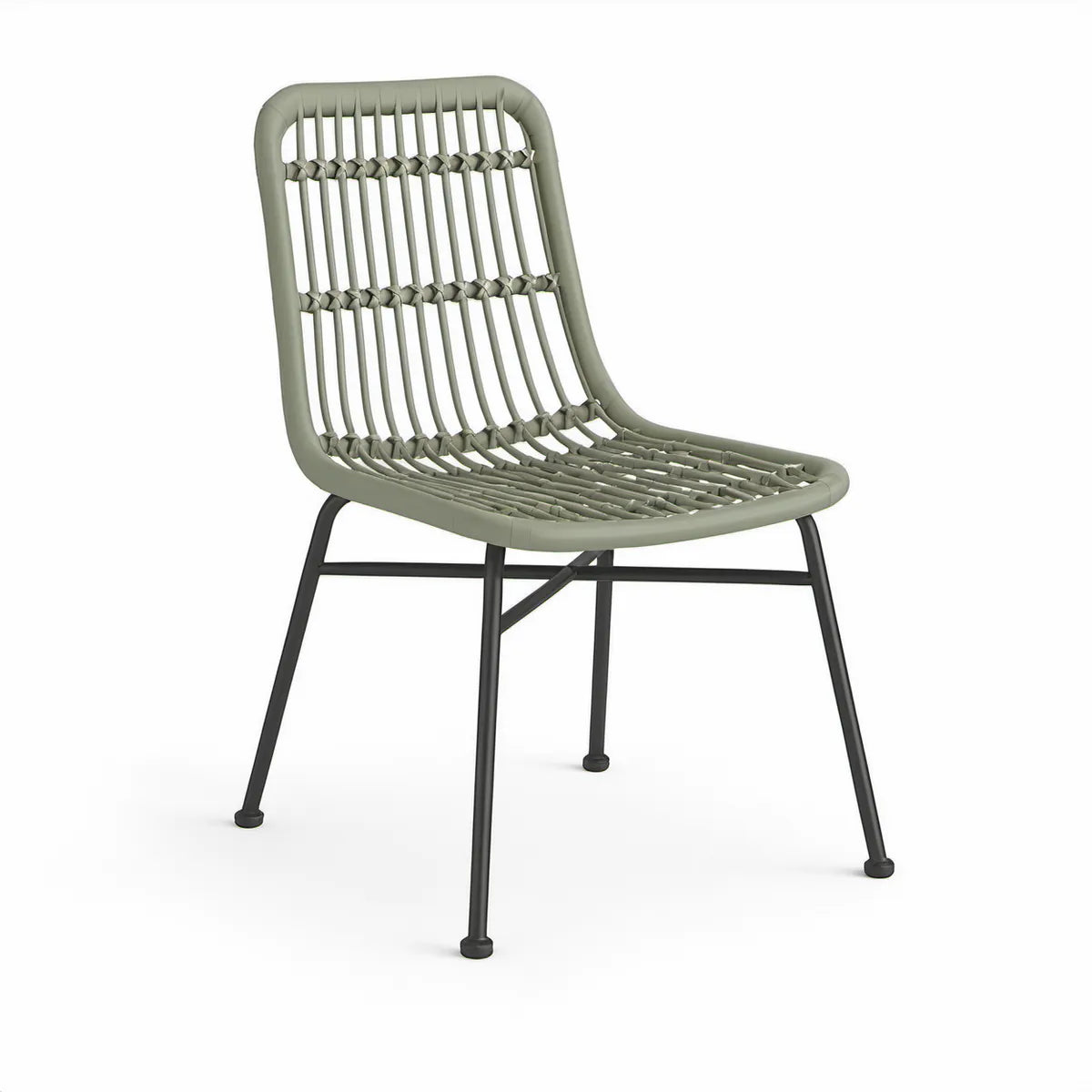 Sage Green PVC Rope Dining Chair with Black Powder-Coated Steel Frame, 20.5 x 23 x 32 in