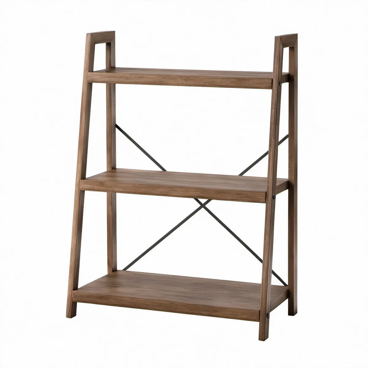 3-Tier Ladder Shelf, Walnut Brown/Black, 31.5 x 15.7 x 47.2 in