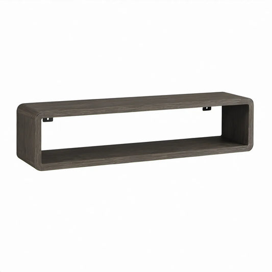 Dark Gray Wall-Mounted Floating Shelf, 39.4 x 7.9 x 9.8 in, MDF with Wood-Grain Finish