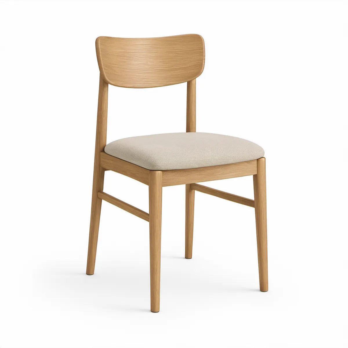 Upholstered Dining Chair, 20 x 22 x 31 in, Natural Oak and Beige